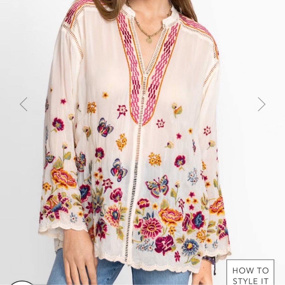 Embroidered Floral Boho Blouse